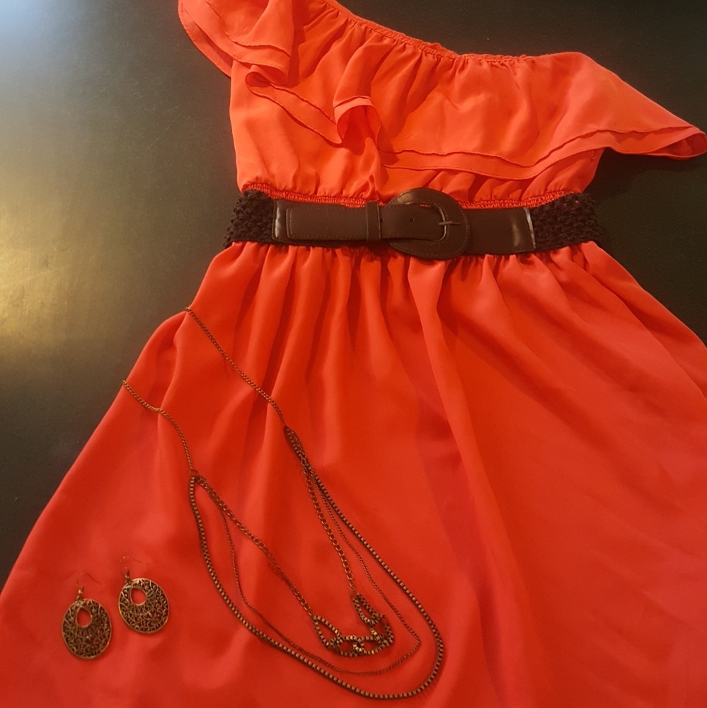 Coral One Shoulder dress